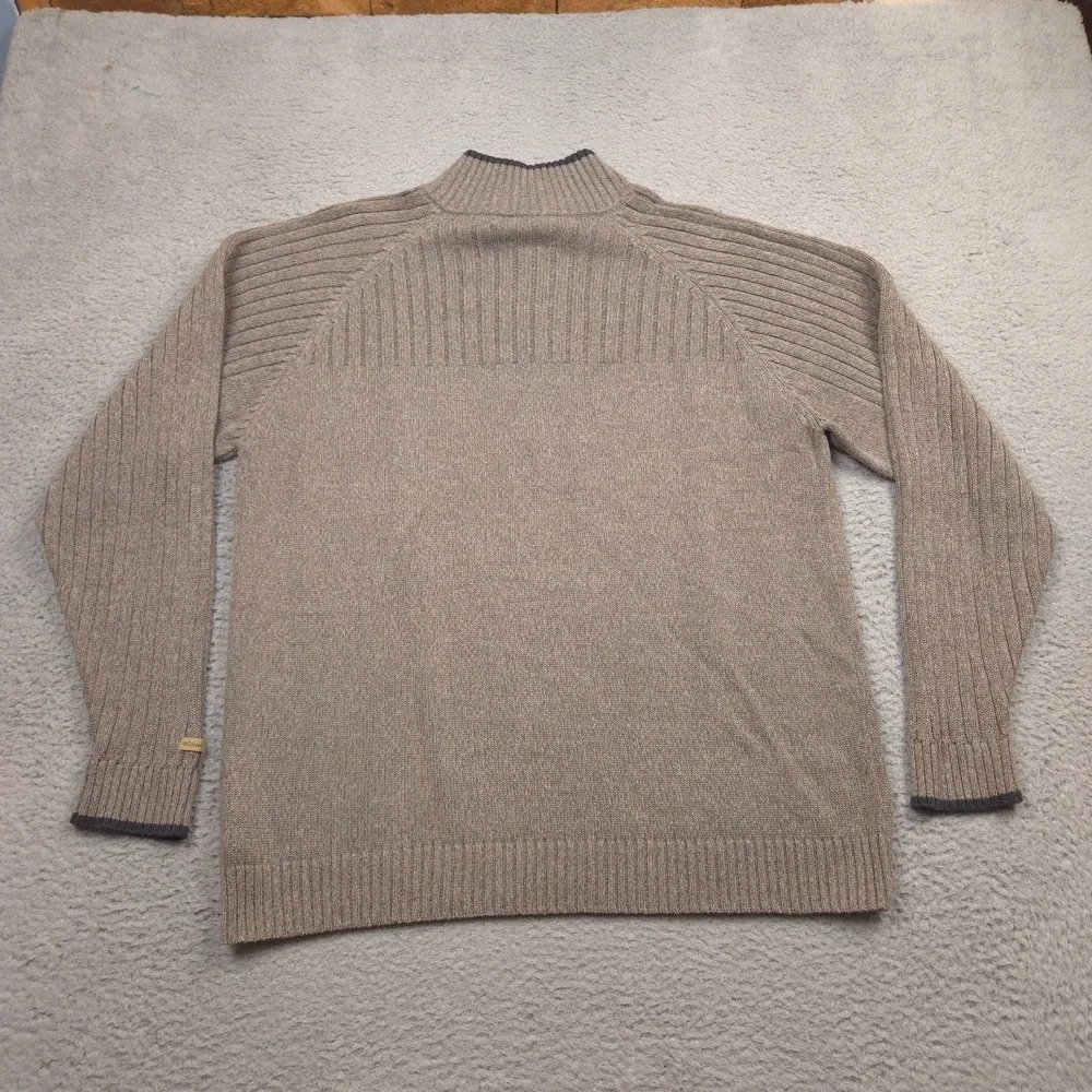 Columbia‎ Sweater Mens 2XL Brown Blue Half Zip Pullover Cotton Striped Outdoors